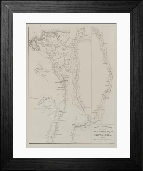 Framed Print : Egypt and Nubia, Volume III: Map to Illustrate the Sketches of David Roberts, Esq Framed Print : Egypt and Nubia, Volume III: Map to Illustrate the Sketches of David Roberts, Esq