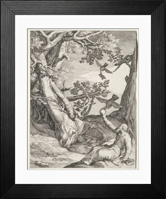 Framed Print : Elijah in the Wilderness Fed by Ravens, 1604 Framed Print : Elijah in the Wilderness Fed by Ravens, 1604