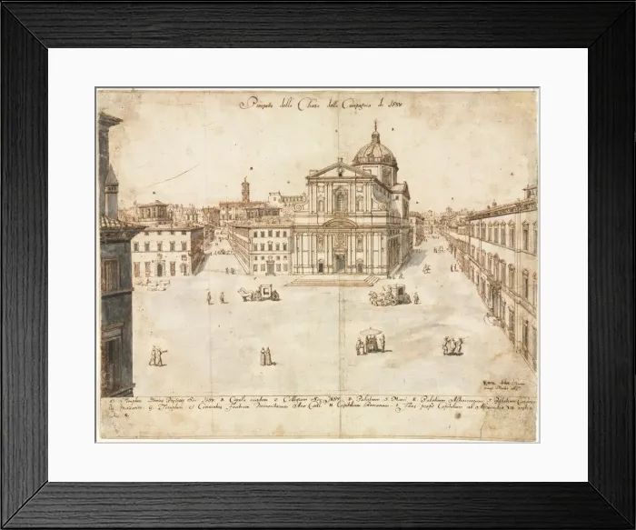 Framed Print : Eighteen Views of Rome: The Church of the Gesu, 1665. Creator: Lievin Cruyl (Flemish, c Framed Print : Eighteen Views of Rome: The Church of the Gesu, 1665. Creator: Lievin Cruyl (Flemish, c