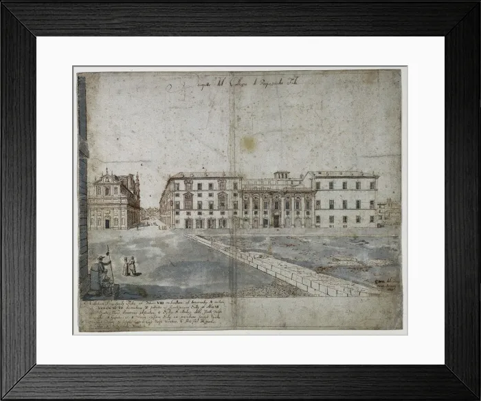 Framed Print : Eighteen Views of Rome: The Collegio di Propaganda Fide (recto), 1665. Creator: Lievin Cruyl Framed Print : Eighteen Views of Rome: The Collegio di Propaganda Fide (recto), 1665. Creator: Lievin Cruyl