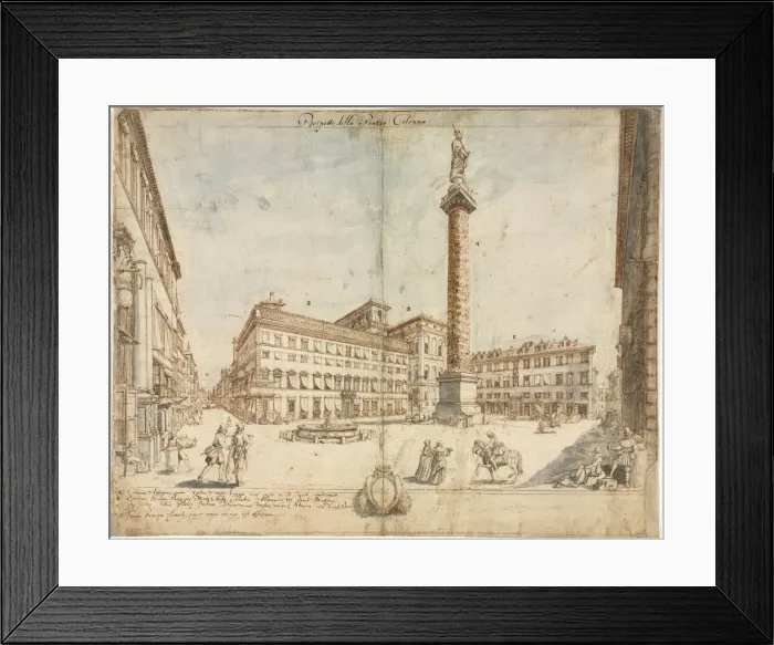 Framed Print : Eighteen Views of Rome: The Piazza Colonna, 1664. Creator: Lievin Cruyl (Flemish, c Framed Print : Eighteen Views of Rome: The Piazza Colonna, 1664. Creator: Lievin Cruyl (Flemish, c