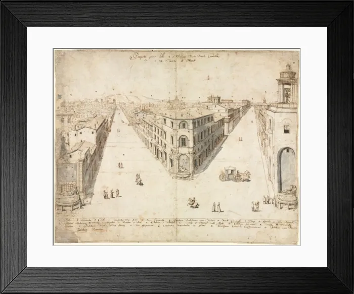 Framed Print : Eighteen Views of Rome: The Quattro Fontane Looking Toward Monte Cavallo, 1665. Creator Framed Print : Eighteen Views of Rome: The Quattro Fontane Looking Toward Monte Cavallo, 1665. Creator