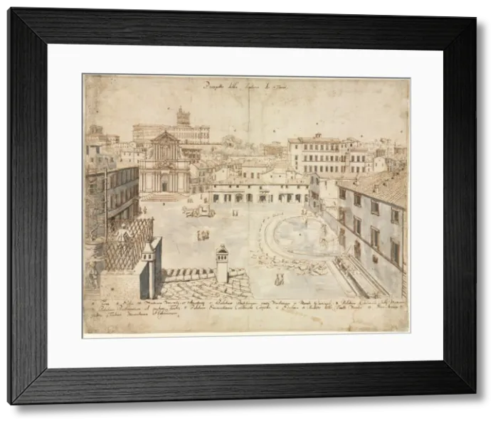 Framed Print : Eighteen Views of Rome: The Trevi Fountain, 1665. Creator: Lievin Cruyl (Flemish, c Framed Print : Eighteen Views of Rome: The Trevi Fountain, 1665. Creator: Lievin Cruyl (Flemish, c