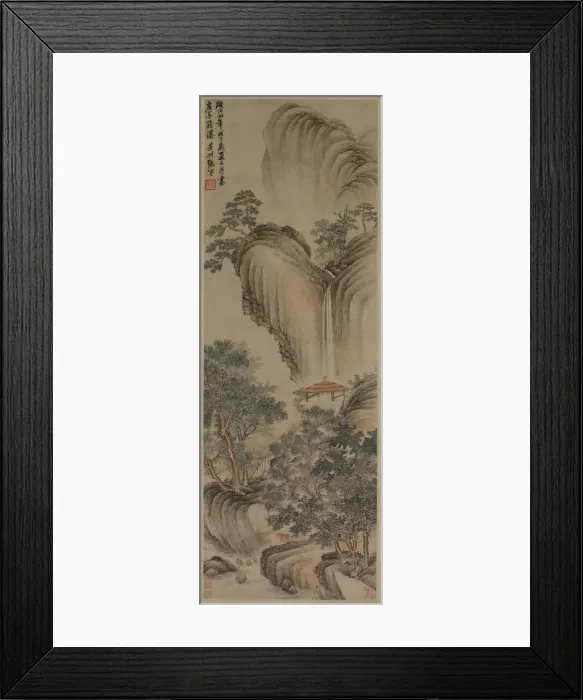Framed Print : Empty Arbor and Rapid Waterfall, 1468. Creator: Zhang Ning (Chinese, 1426-c. 1495) Framed Print : Empty Arbor and Rapid Waterfall, 1468. Creator: Zhang Ning (Chinese, 1426-c. 1495)
