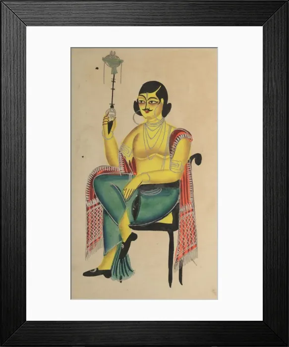 Framed Print : English Babu (Native Indian Clerk) Holding a Hookah, 1800s. Creator: Unknown Framed Print : English Babu (Native Indian Clerk) Holding a Hookah, 1800s. Creator: Unknown