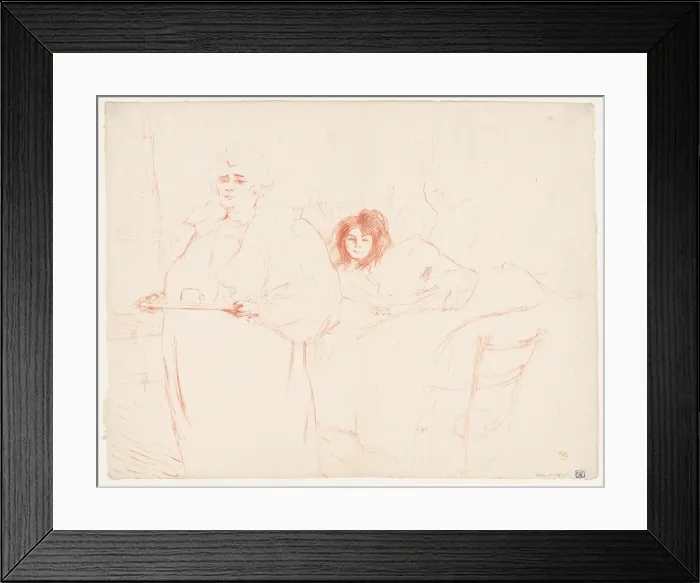 Framed Print : Elles: Woman Carrying a Tray, Mme. Baron and Mlle. Popo, 1896. Creator: Henri de Toulouse-Lautrec Framed Print : Elles: Woman Carrying a Tray, Mme. Baron and Mlle. Popo, 1896. Creator: Henri de Toulouse-Lautrec
