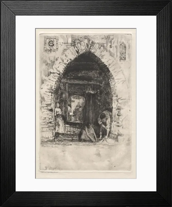 Framed Print : Etchings of Venice: Laundry, 1881. Creator: Otto H. Bacher (American, 1856-1909) Framed Print : Etchings of Venice: Laundry, 1881. Creator: Otto H. Bacher (American, 1856-1909)