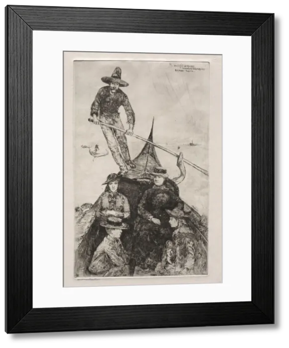 Framed Print : Etchings of Venice: Giovanni the Gondolier, 1881. Creator: Otto H. Bacher (American, 1856-1909) Framed Print : Etchings of Venice: Giovanni the Gondolier, 1881. Creator: Otto H. Bacher (American, 1856-1909)