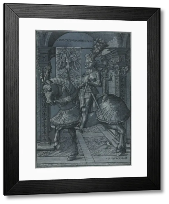 Framed Print : Equestrian Portrait of the Emperor Maximilian, 1508. Creator: Hans Burgkmair (German, 1473-1531) Framed Print : Equestrian Portrait of the Emperor Maximilian, 1508. Creator: Hans Burgkmair (German, 1473-1531)