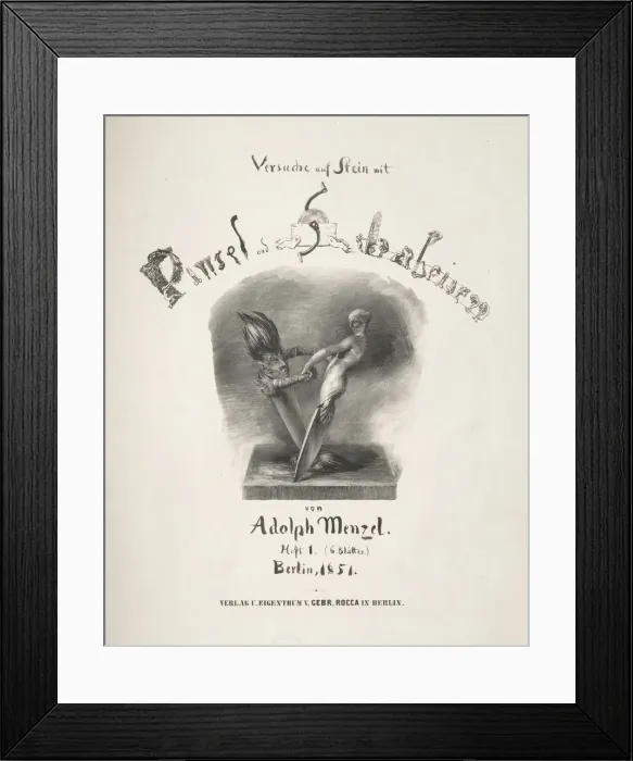 Framed Print : Essay on Stone with Brush and Scraper, 1851. Creator: Adolph von Menzel (German, 1815-1905) Framed Print : Essay on Stone with Brush and Scraper, 1851. Creator: Adolph von Menzel (German, 1815-1905)