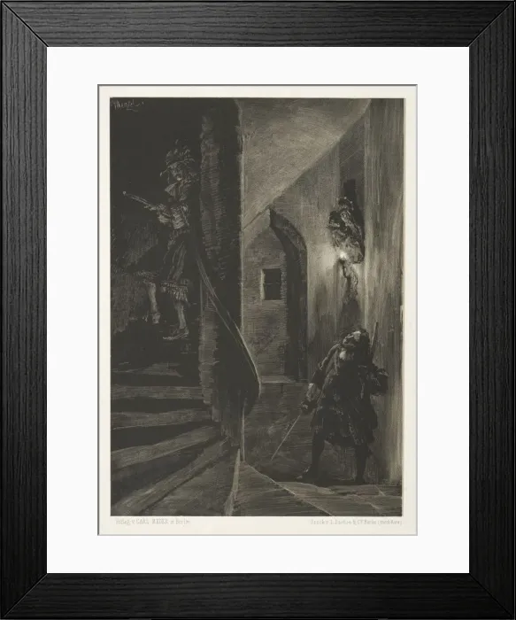 Framed Print : Essay on Stone with Brush and Scraper: Chase on the Winding Staircase, 1851. Creator Framed Print : Essay on Stone with Brush and Scraper: Chase on the Winding Staircase, 1851. Creator