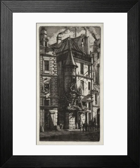 Framed Print : Etchings of Paris: House with a Turret, Weavers Street, 1852. Creator: Charles Meryon (French Framed Print : Etchings of Paris: House with a Turret, Weavers Street, 1852. Creator: Charles Meryon (French