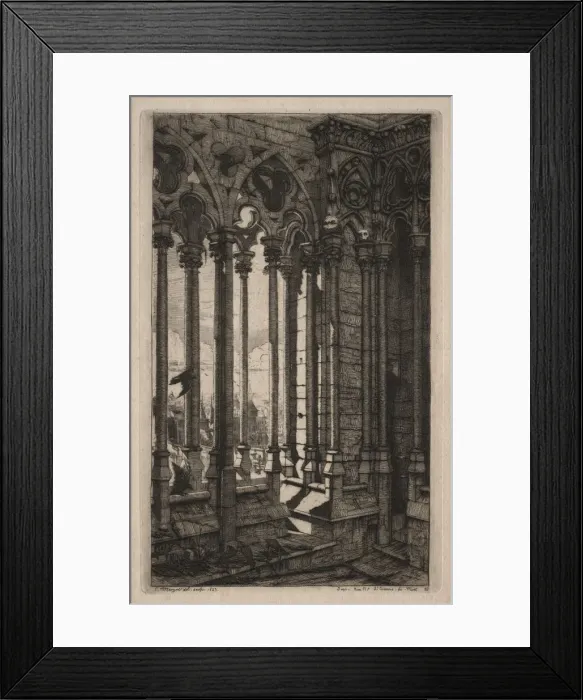 Framed Print : Etchings of Paris: The Gallery of Notre Dame, 1853. Creator: Charles Meryon (French, 1821-1868) Framed Print : Etchings of Paris: The Gallery of Notre Dame, 1853. Creator: Charles Meryon (French, 1821-1868)