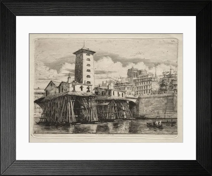 Framed Print : Etchings of Paris: The Notre Dame Pump, 1852. Creator: Charles Meryon (French, 1821-1868) Framed Print : Etchings of Paris: The Notre Dame Pump, 1852. Creator: Charles Meryon (French, 1821-1868)