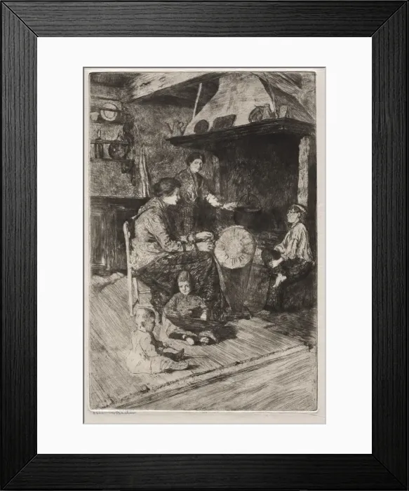 Framed Print : Etchings of Venice: The Lace Makers, 19th century. Creator: Otto H. Bacher (American, 1856-1909) Framed Print : Etchings of Venice: The Lace Makers, 19th century. Creator: Otto H. Bacher (American, 1856-1909)