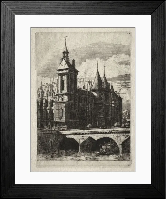Framed Print : Etchings of Paris: The Clock Tower, 1852. Creator: Charles Meryon (French, 1821-1868)