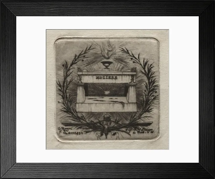 Framed Print : Etchings of Paris: Molieres Tomb in Pere Lachaise Cemetery, 1854. Creator Framed Print : Etchings of Paris: Molieres Tomb in Pere Lachaise Cemetery, 1854. Creator