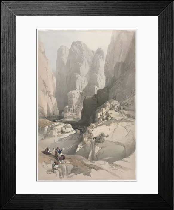 Framed Print : Entrance to Petra, the Theatre, 1839. Creator: David Roberts (British, 1796-1864) Framed Print : Entrance to Petra, the Theatre, 1839. Creator: David Roberts (British, 1796-1864)