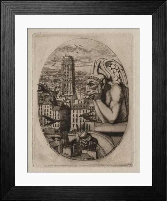 Framed Print : Etchings of Paris: The Gargoyle, 1853. Creator: Charles Meryon (French, 1821-1868) Framed Print : Etchings of Paris: The Gargoyle, 1853. Creator: Charles Meryon (French, 1821-1868)
