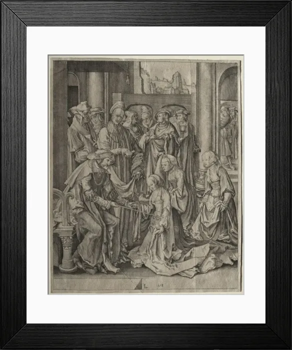 Framed Print : Esther before Ahasuerus, 1518. Creator: Lucas van Leyden (Dutch, 1494-1533)