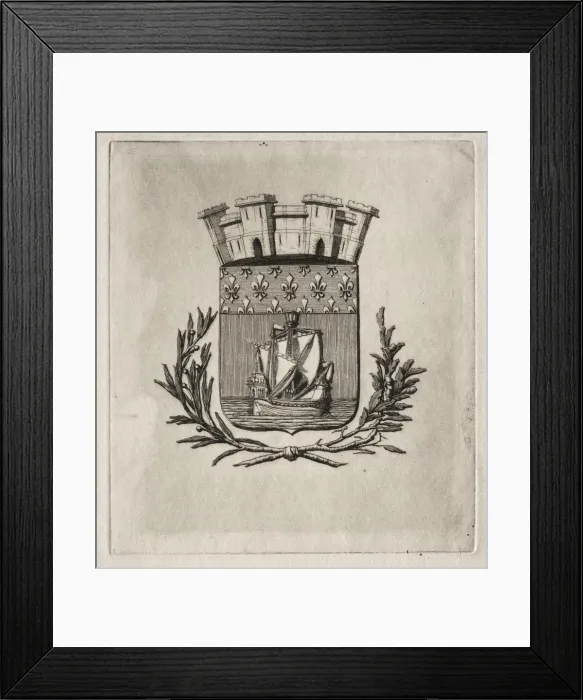 Framed Print : Etchings of Paris: The Symbolical Arms of the City of Paris, 1854. Creator: Charles Meryon (French Framed Print : Etchings of Paris: The Symbolical Arms of the City of Paris, 1854. Creator: Charles Meryon (French