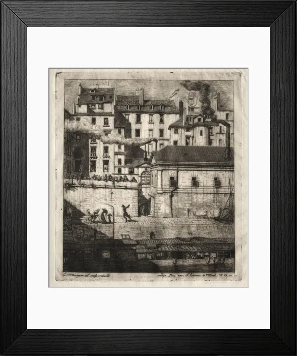 Framed Print : Etchings of Paris: The Mortuary, 1854. Creator: Charles Meryon (French, 1821-1868) Framed Print : Etchings of Paris: The Mortuary, 1854. Creator: Charles Meryon (French, 1821-1868)
