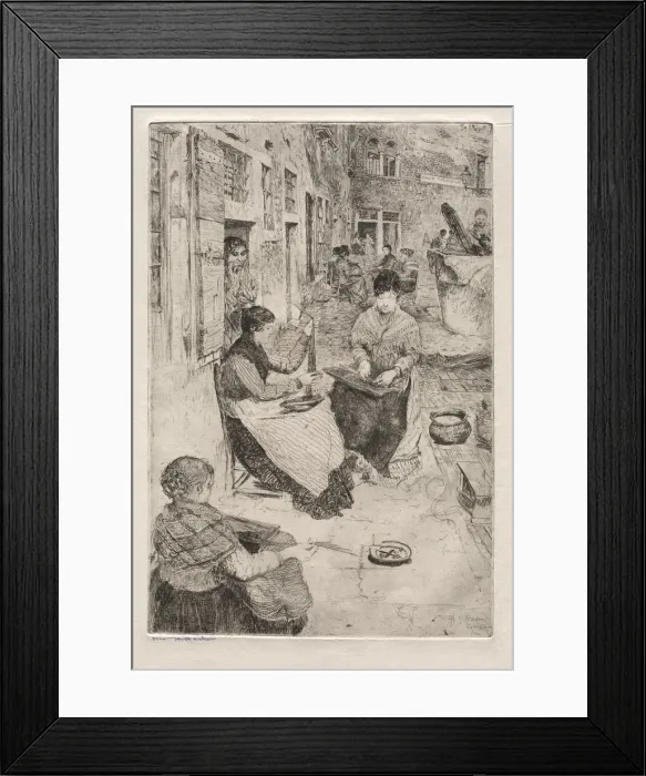 Framed Print : Etchings of Venice: Bead Stringers, 1882. Creator: Otto H. Bacher (American, 1856-1909) Framed Print : Etchings of Venice: Bead Stringers, 1882. Creator: Otto H. Bacher (American, 1856-1909)
