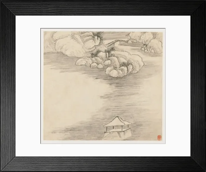 Framed Print : Album of Landscapes: Leaf 3, 1677. Creator: Wang Gai (Chinese, active c. 1677-1705)
