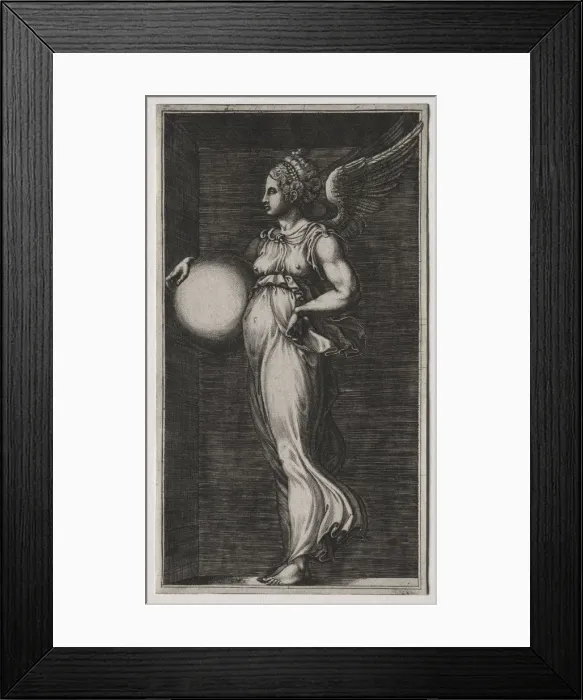 Framed Print : Allegorical Figure Holding a Sphere, mid 1560s. Creator: Giorgio Ghisi (Italian, 1520-1582) Framed Print : Allegorical Figure Holding a Sphere, mid 1560s. Creator: Giorgio Ghisi (Italian, 1520-1582)