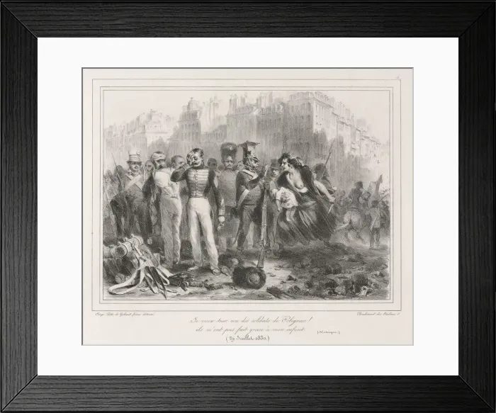 Framed Print : Album of 1831: I want to kill one of Polignacs soldiers. They did not spare my child (Historic) Framed Print : Album of 1831: I want to kill one of Polignacs soldiers. They did not spare my child (Historic)