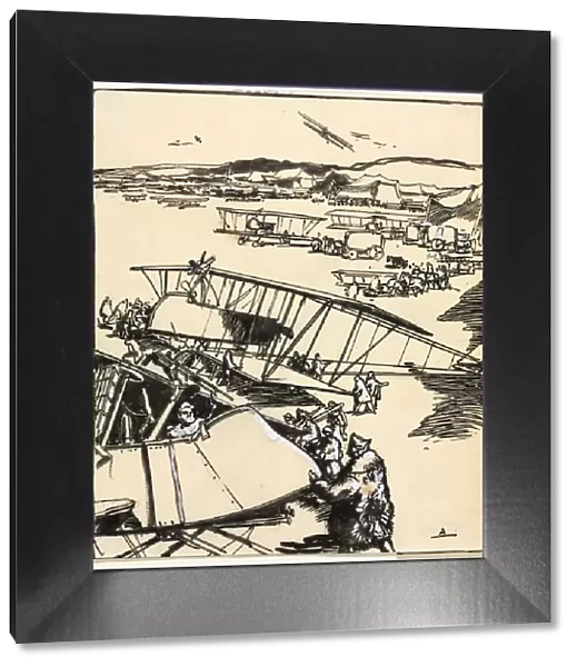 Avions reposant sur le terrain (recto and verso), 1914. Creator: Auguste Louis Lepere (French