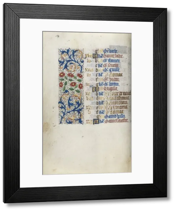 Framed Print : Book of Hours (Use of Rouen): fol. 12v, c. 1470. Creator: Master of the Geneva Latini (French Framed Print : Book of Hours (Use of Rouen): fol. 12v, c. 1470. Creator: Master of the Geneva Latini (French