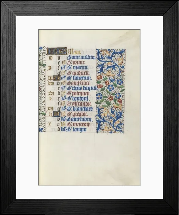 Framed Print : Book of Hours (Use of Rouen): fol. 3r, c. 1470. Creator: Master of the Geneva Latini (French Framed Print : Book of Hours (Use of Rouen): fol. 3r, c. 1470. Creator: Master of the Geneva Latini (French