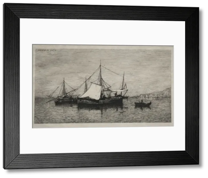 Framed Print : Boats of Cabotage (Coasts of Italy), 1874. Creator: Adolphe Appian (French, 1818-1898) Framed Print : Boats of Cabotage (Coasts of Italy), 1874. Creator: Adolphe Appian (French, 1818-1898)