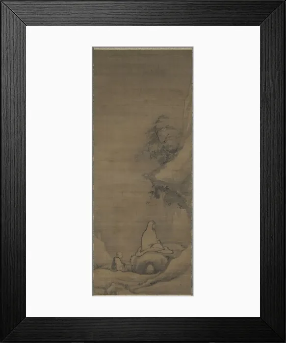 Framed Print : Bodhidharma Meditating Facing a Cliff, late 1200s. Creator: Unknown Framed Print : Bodhidharma Meditating Facing a Cliff, late 1200s. Creator: Unknown
