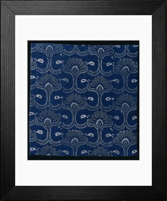 Framed Print : Blue Indigo Resist Print with Stylized Leaf Design, 1790. Creator: Unknown Framed Print : Blue Indigo Resist Print with Stylized Leaf Design, 1790. Creator: Unknown