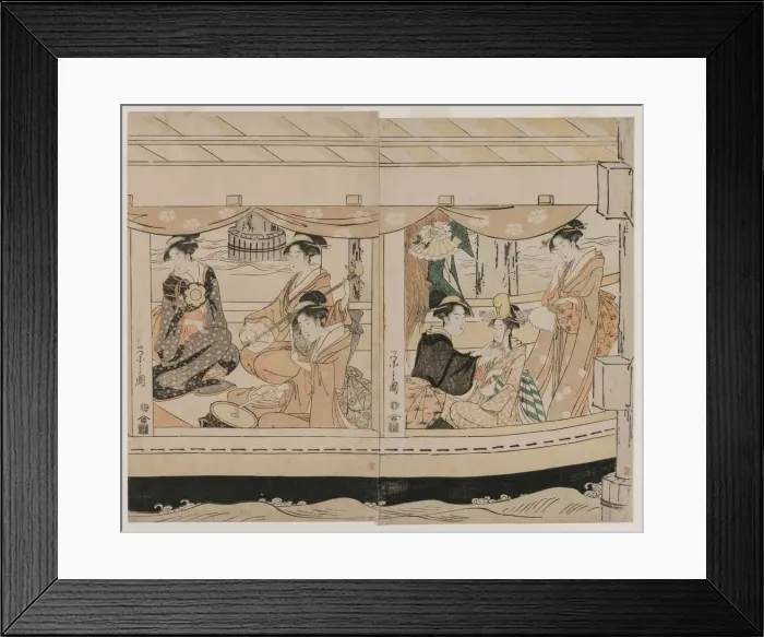 Framed Print : Boating on the Sumida River, mid 1790s. Creator: Ch?bunsai Eishi (Japanese, 1756-1829) Framed Print : Boating on the Sumida River, mid 1790s. Creator: Ch?bunsai Eishi (Japanese, 1756-1829)