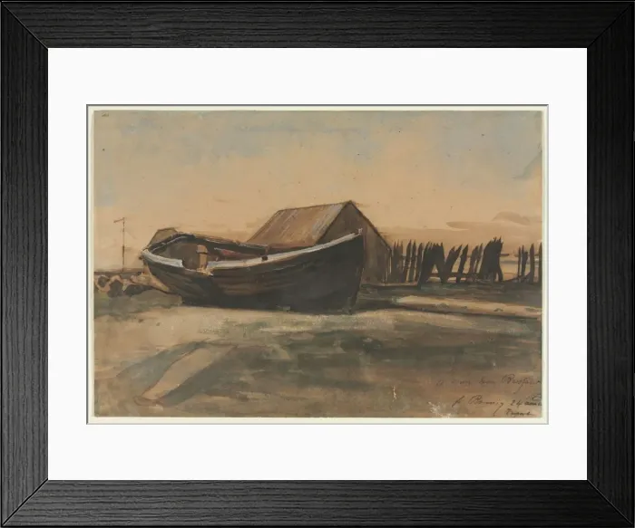 Framed Print : Boat on a Beach, Le Treport, 1854. Creator: Francois Bonvin (French, 1817-1887) Framed Print : Boat on a Beach, Le Treport, 1854. Creator: Francois Bonvin (French, 1817-1887)