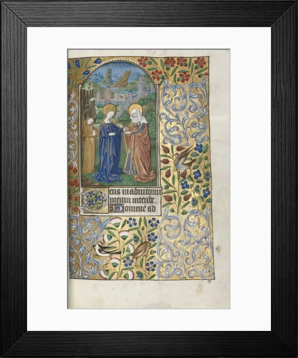 Framed Print : Book of Hours (Use of Rouen): fol. 39r, The Visitation, c Framed Print : Book of Hours (Use of Rouen): fol. 39r, The Visitation, c