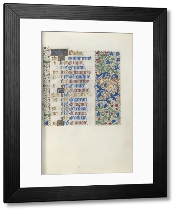 Framed Print : Book of Hours (Use of Rouen): fol. 10r, c. 1470. Creator: Master of the Geneva Latini (French Framed Print : Book of Hours (Use of Rouen): fol. 10r, c. 1470. Creator: Master of the Geneva Latini (French