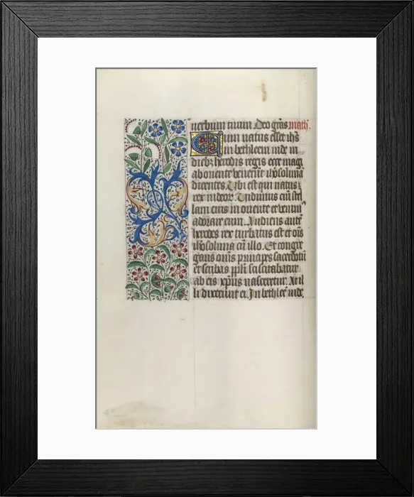 Framed Print : Book of Hours (Use of Rouen): fol. 16v, c. 1470. Creator: Master of the Geneva Latini (French Framed Print : Book of Hours (Use of Rouen): fol. 16v, c. 1470. Creator: Master of the Geneva Latini (French