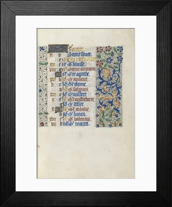Framed Print : Book of Hours (Use of Rouen): fol. 2r, c. 1470. Creator: Master of the Geneva Latini (French Framed Print : Book of Hours (Use of Rouen): fol. 2r, c. 1470. Creator: Master of the Geneva Latini (French