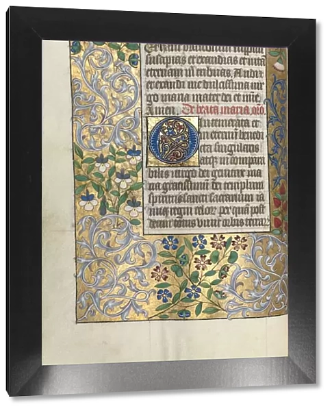 Book of Hours (Use of Rouen): fol. 22v, Large Initial O with Elaborate Border, c. 1470