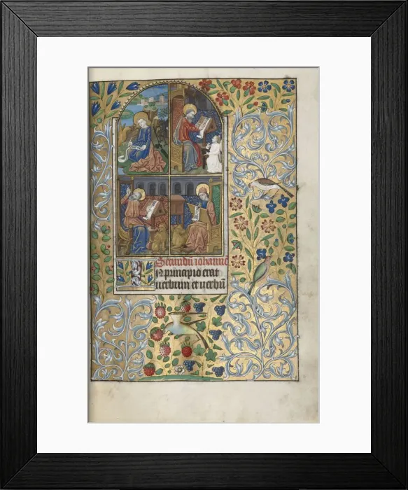 Framed Print : Book of Hours (Use of Rouen): fol. 13r, The Four Evangelists, c Framed Print : Book of Hours (Use of Rouen): fol. 13r, The Four Evangelists, c