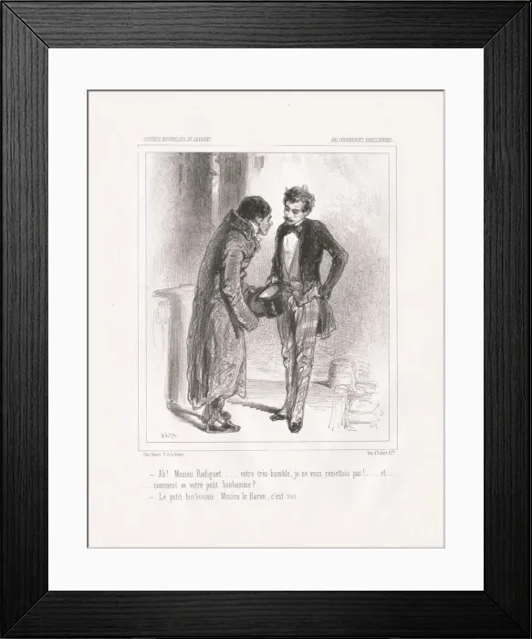 Framed Print : Baliverneries Parisiennes: Ah! Monsieu Radiguet, 1847. Creator: Paul Gavarni (French, 1804-1866) Framed Print : Baliverneries Parisiennes: Ah! Monsieu Radiguet, 1847. Creator: Paul Gavarni (French, 1804-1866)
