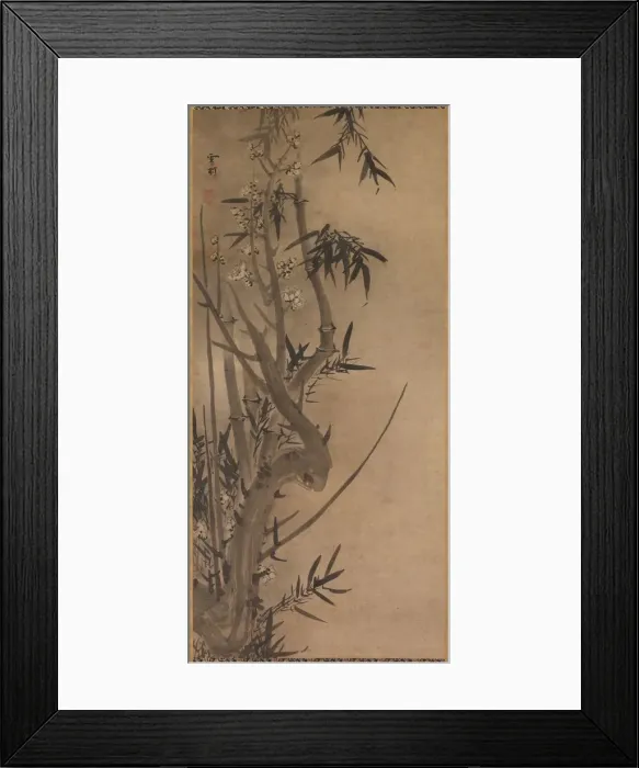 Framed Print : Bamboo and Plum, 1500s. Creator: Sesson Sh?kei (Japanese, active 1504-ca. 1589) Framed Print : Bamboo and Plum, 1500s. Creator: Sesson Sh?kei (Japanese, active 1504-ca. 1589)