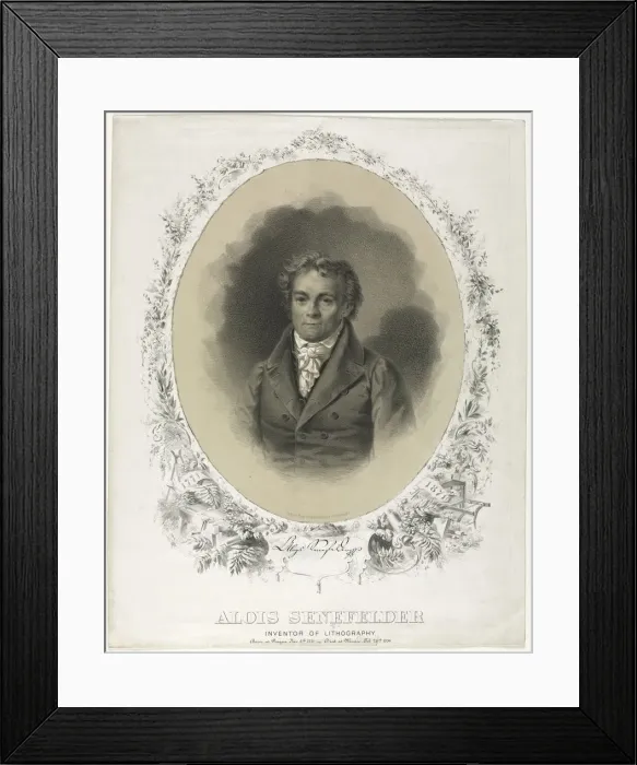Framed Print : Alois Senefelder, 1871. Creator: Joseph F. Knapp (American); Henry B. Major (American) Framed Print : Alois Senefelder, 1871. Creator: Joseph F. Knapp (American); Henry B. Major (American)