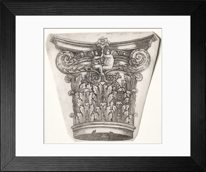 Framed Print : Base and Capital with Putti, c. 1525-1550. Creator: Master G. A. with the man-trap (Italian Framed Print : Base and Capital with Putti, c. 1525-1550. Creator: Master G. A. with the man-trap (Italian