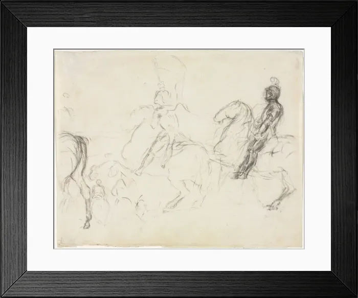Framed Print : Battle Scene with Armored Figures on Horseback (recto) Two Seated Women (verso), 1856-1860 Framed Print : Battle Scene with Armored Figures on Horseback (recto) Two Seated Women (verso), 1856-1860