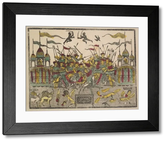 Framed Print : Battle Scene, 1800s. Creator: Shri Gobinda Chandra Roy Framed Print : Battle Scene, 1800s. Creator: Shri Gobinda Chandra Roy